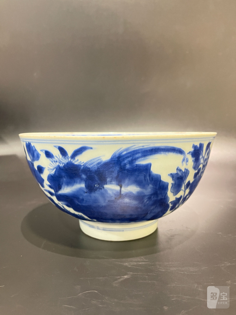清康熙 青花锦鸡牡丹纹大碗 - 图6
